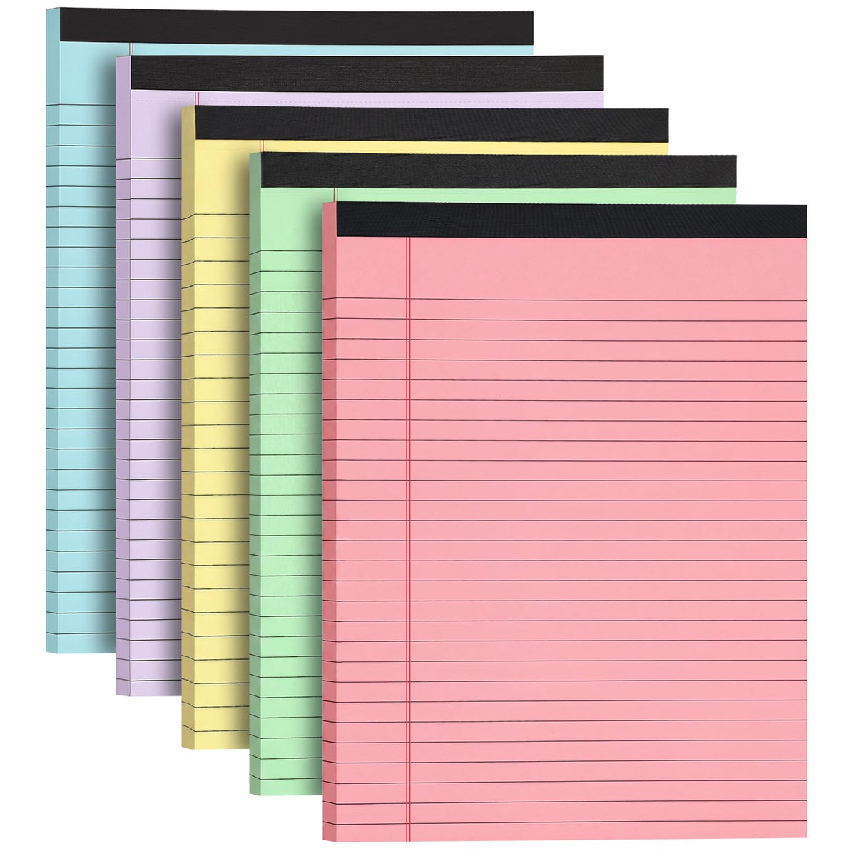 Thboxes 12 Pack 5x8 Legal Pads, College Ruled 6 Colors Totally 360 Sheets