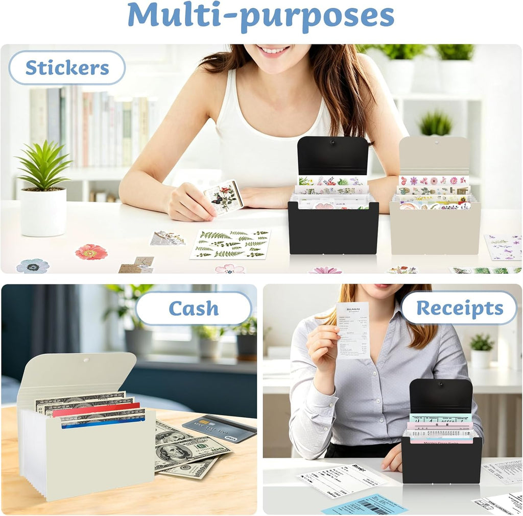 2 Pack 4x6 Inch Index Card Holder Box Organizer Case with Dividers