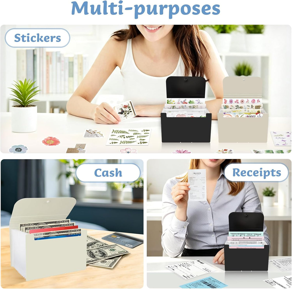 2 Pack 4x6 Inch Index Card Holder Box Organizer Case with Dividers