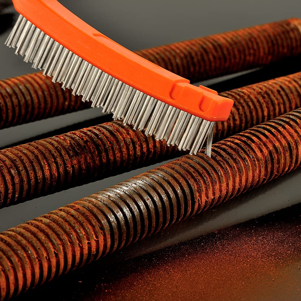 MAXMAN Wire Brush Set 14", Stainless/Carbon Steel Bristles, Rust Remover
