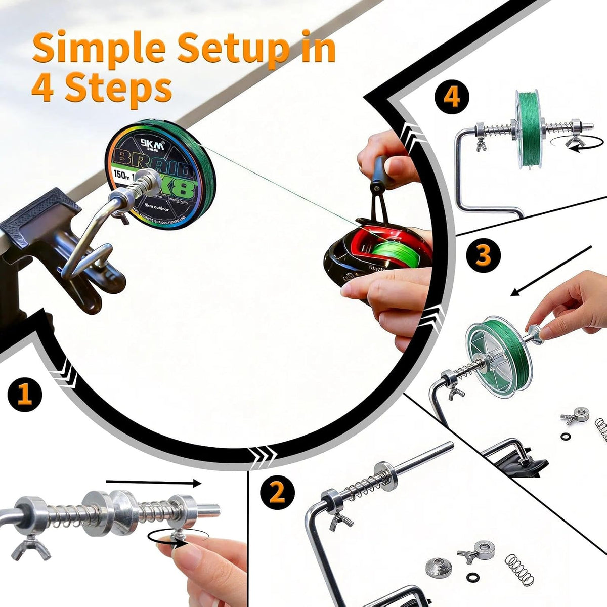 9KM DWLIFE Fishing Line Spooler, Lline Reel Winder with Tension Control