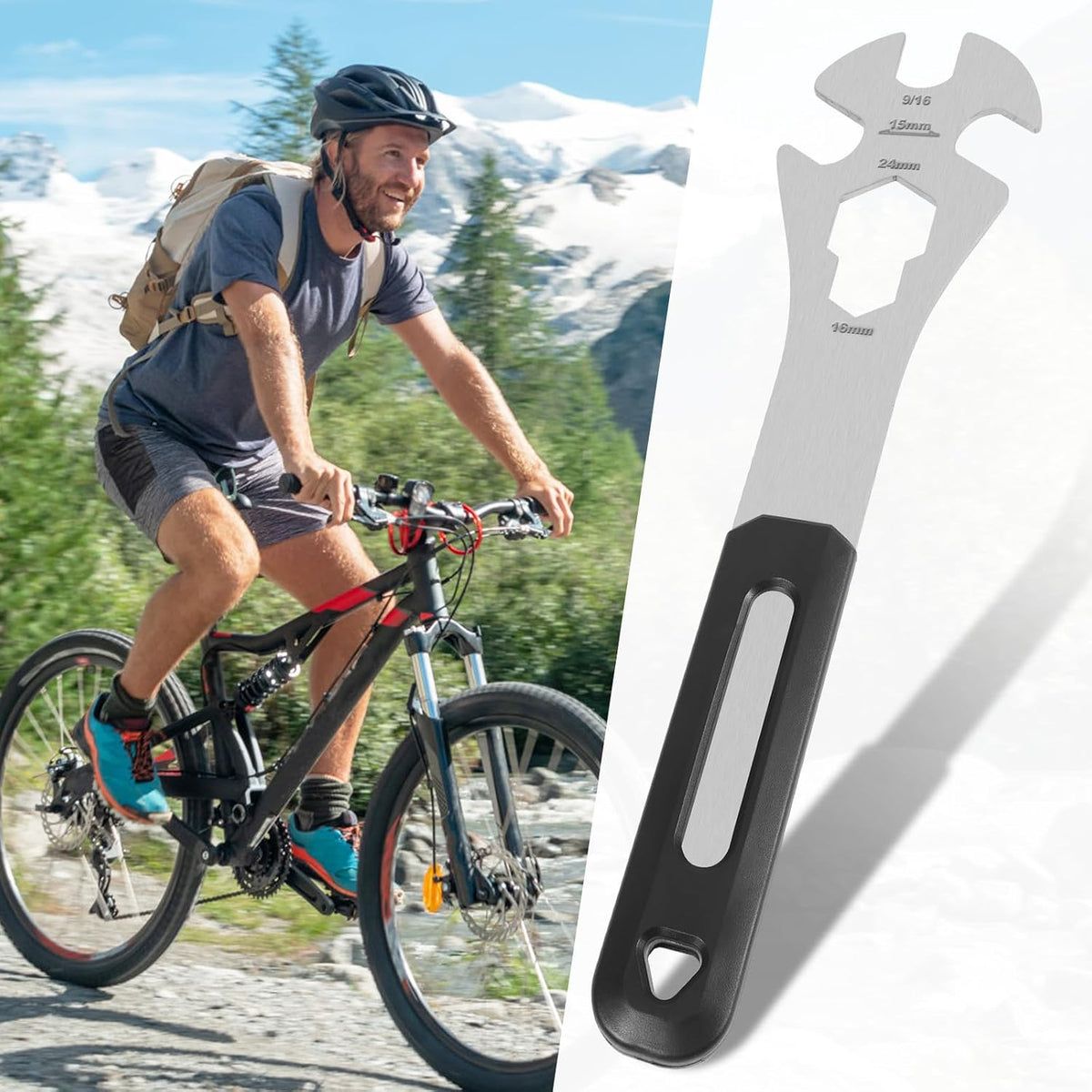 Bike Pedal Wrench, Bicycle Pedal Removal Tool Spanner with Long Handle