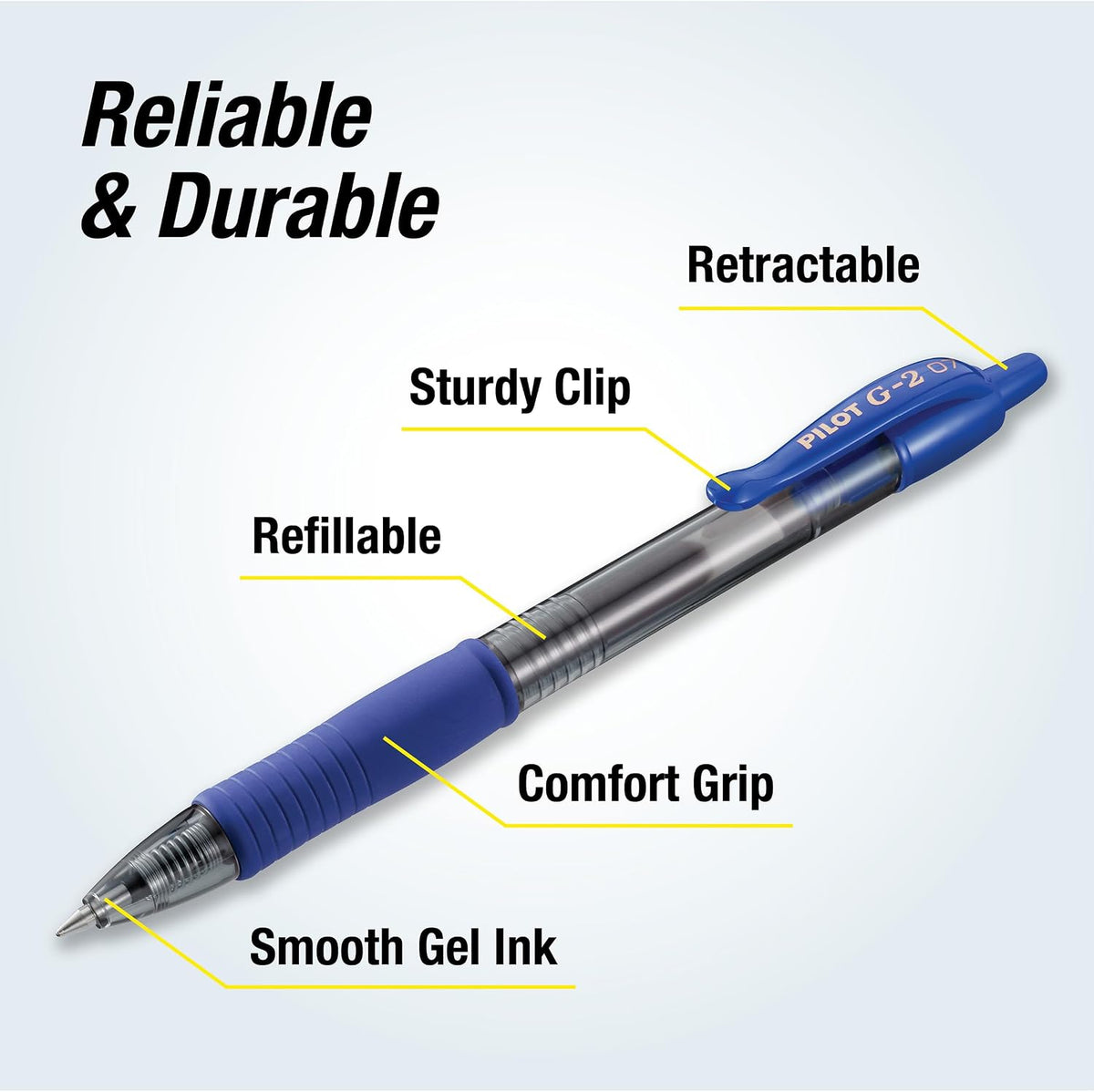 PILOT G2 Premium Gel Pens, Fine Point 0.7mm, Blue Ink, 12-Pack