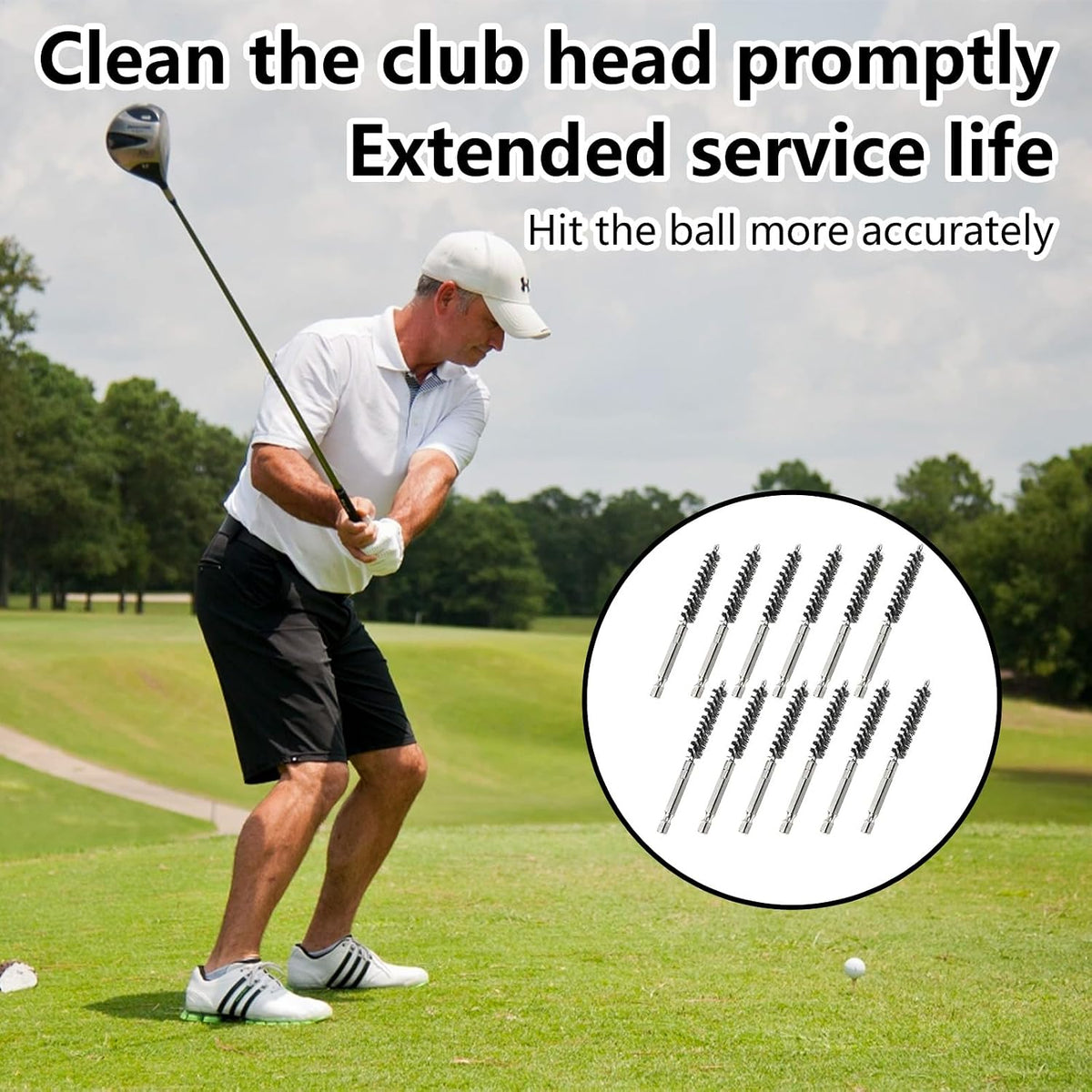 12Pcs Golf Club Cleaner Brush, Golf Clubs Head Hosel Brush, Electric Drill Wire Brush
