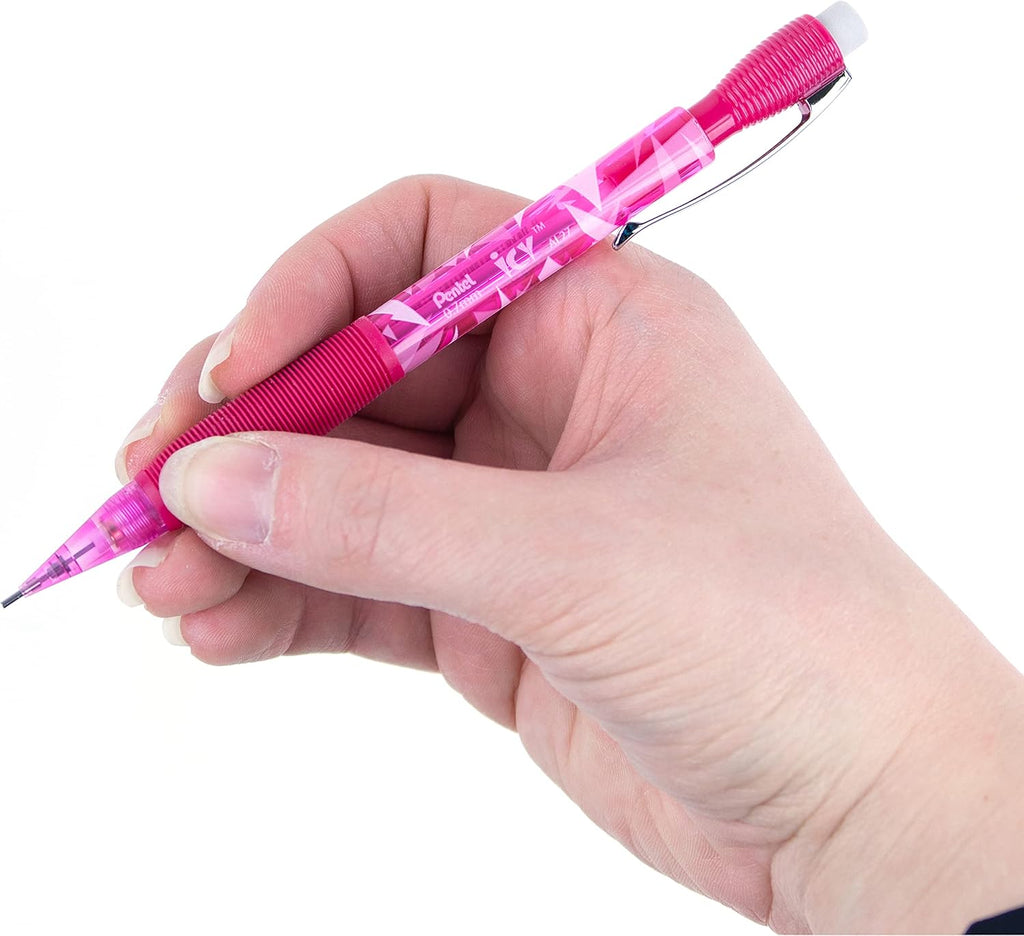 Pentel Icy Mechanical Pencil, 0.7mm, Tinted Pink Barrel, Box of 12 (AL27TP)