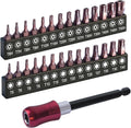 Torx Bit Set 28+1pcs (T5-T50), 1/4 Hex-Shank S2 Steel Security Torx Bit Set