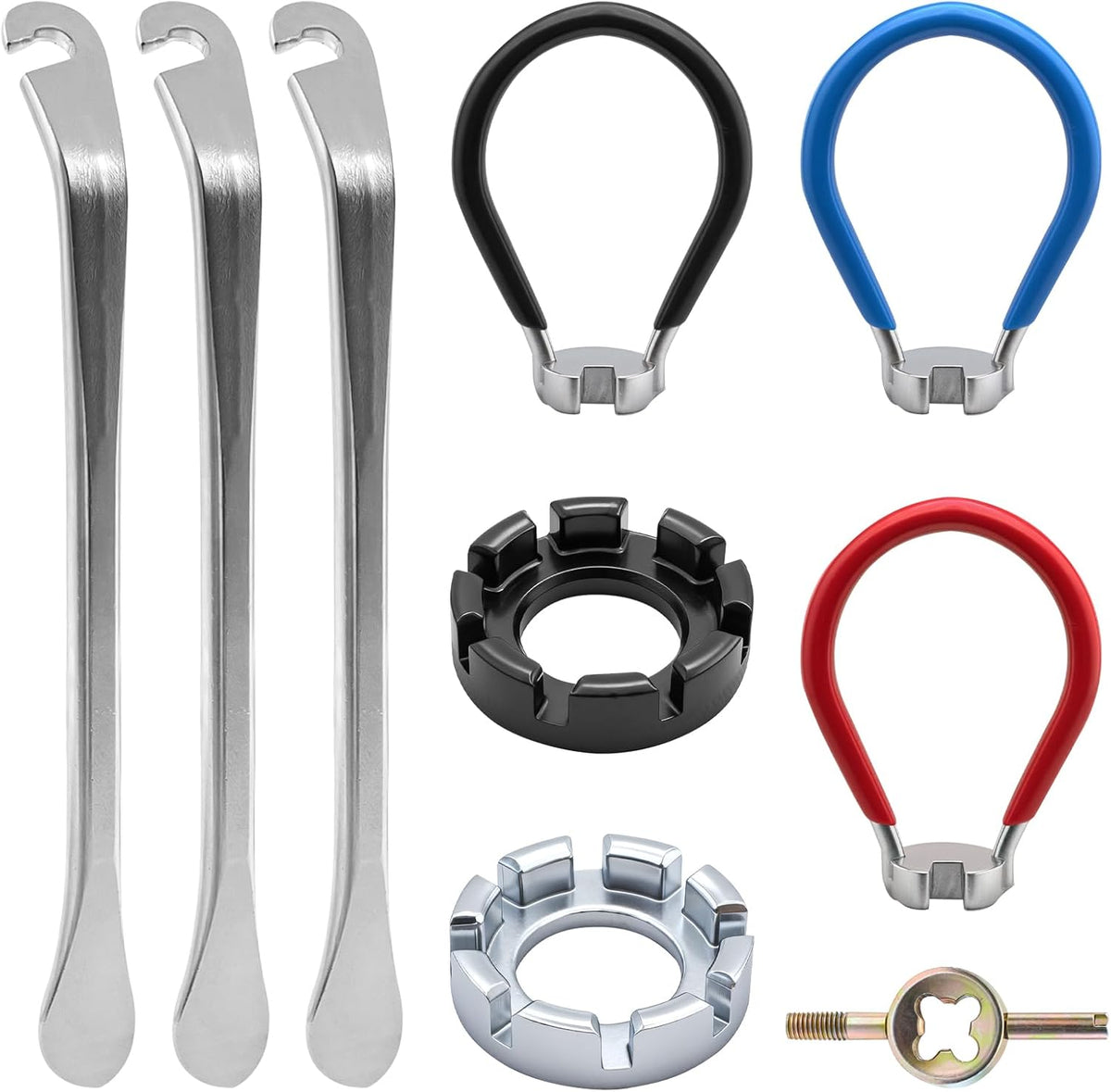 9 Pcs Bike Spoke Wrenches, Bike Spoke Tool Kit with 9 Bicycle Tire Levers