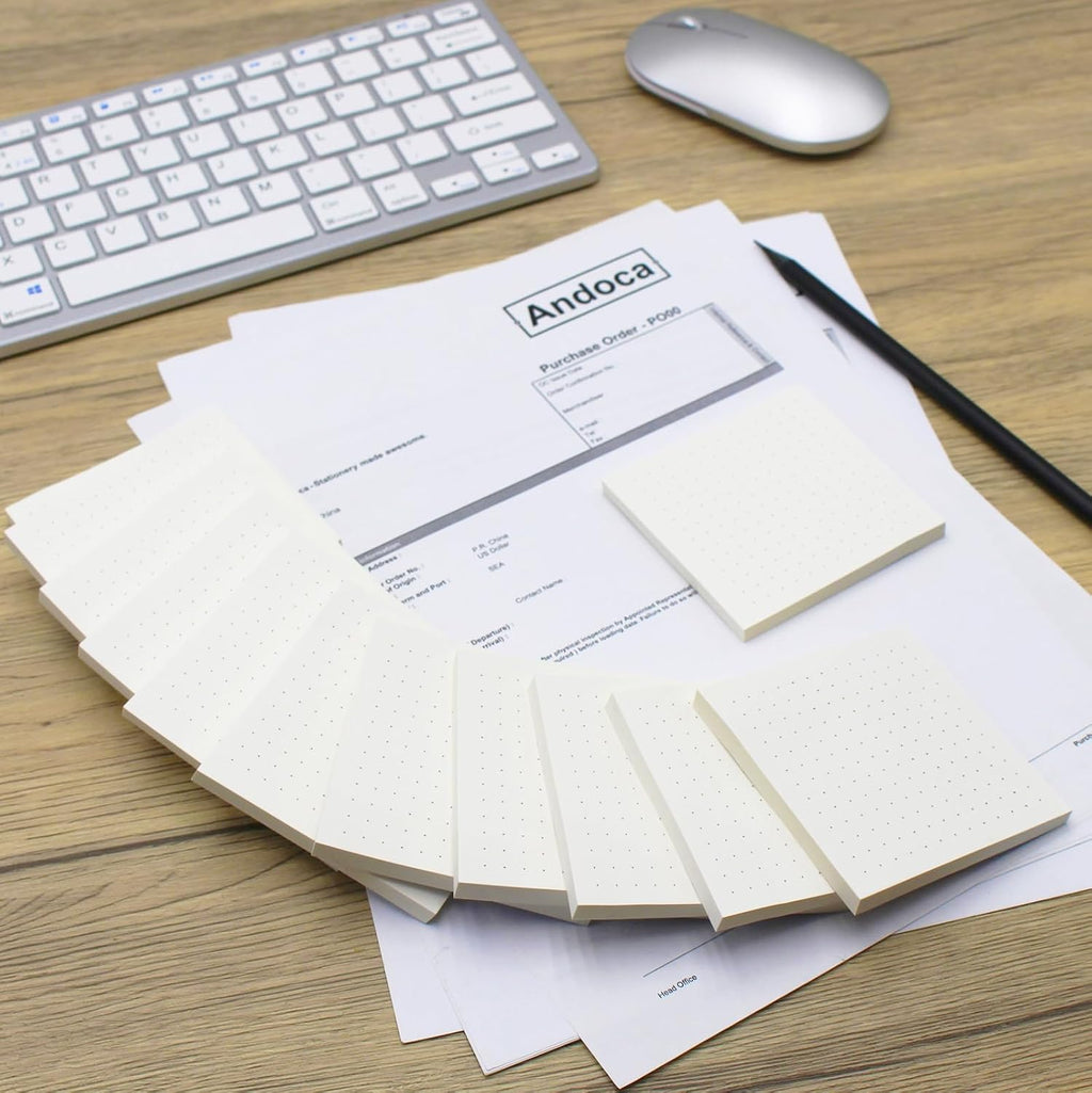 (12 Pad) Dotted Sticky Notes, 3x3 Inch, Dot Grid Self-Stick Notes