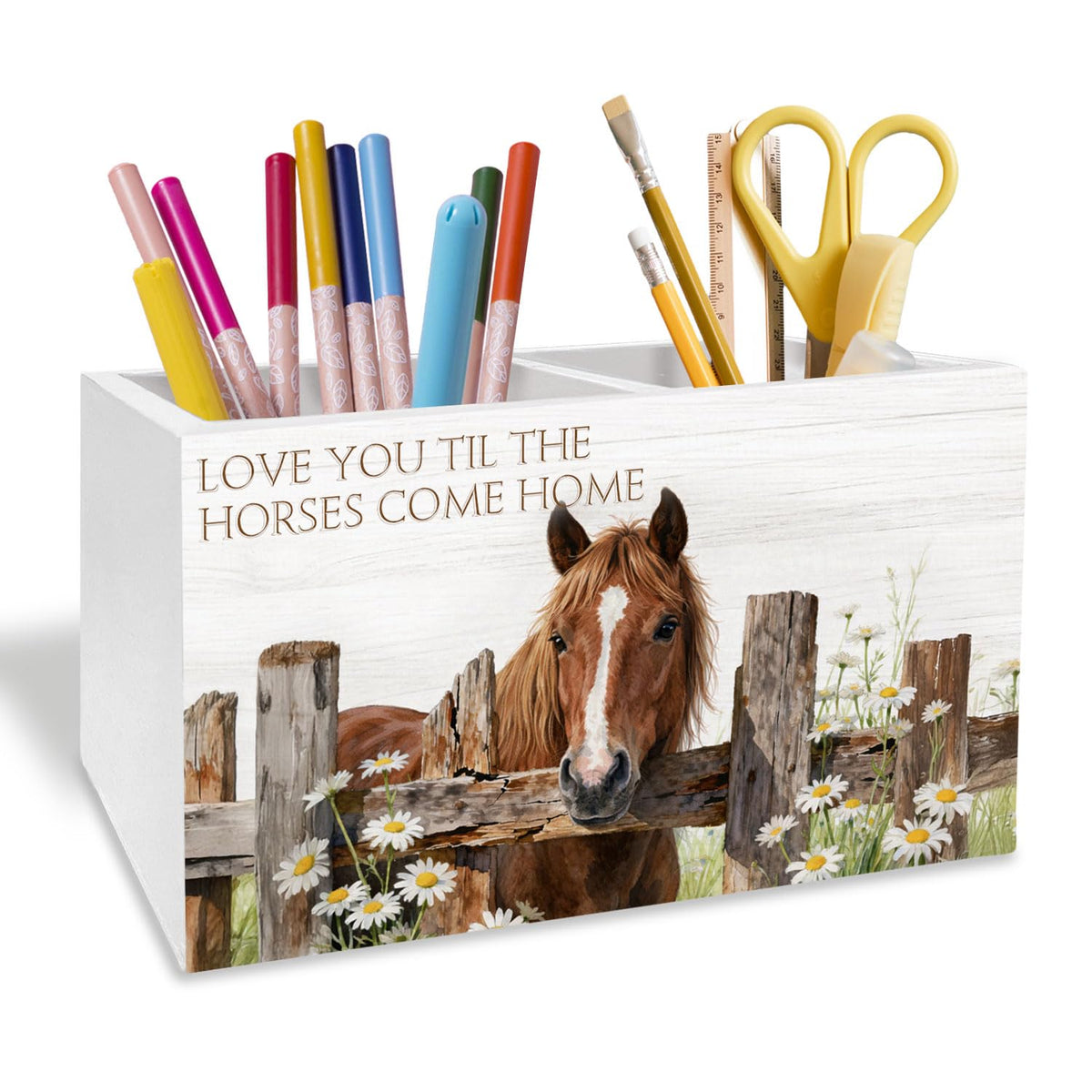 Rustic Giraffe Pen Holder for Desk, Giraffe Lover Gifts Pencil Organizer