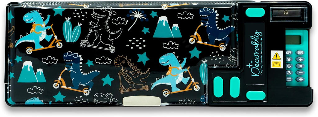 Decorably Dinosaur Pop-Up Pencil Case with Calculator for Boys