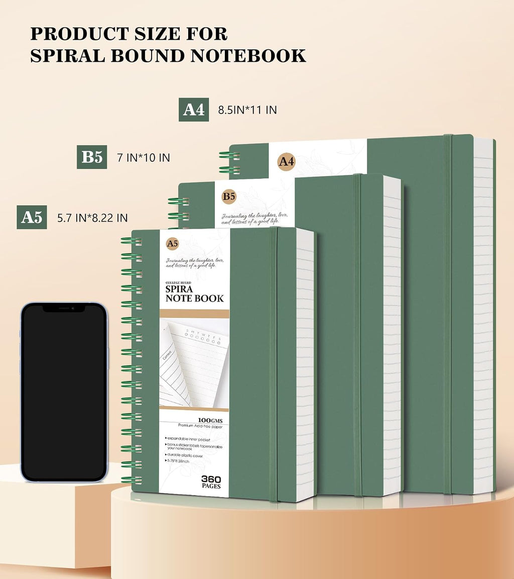 Spiral Notebook Journal, 360 Pages College Ruled Notebooks