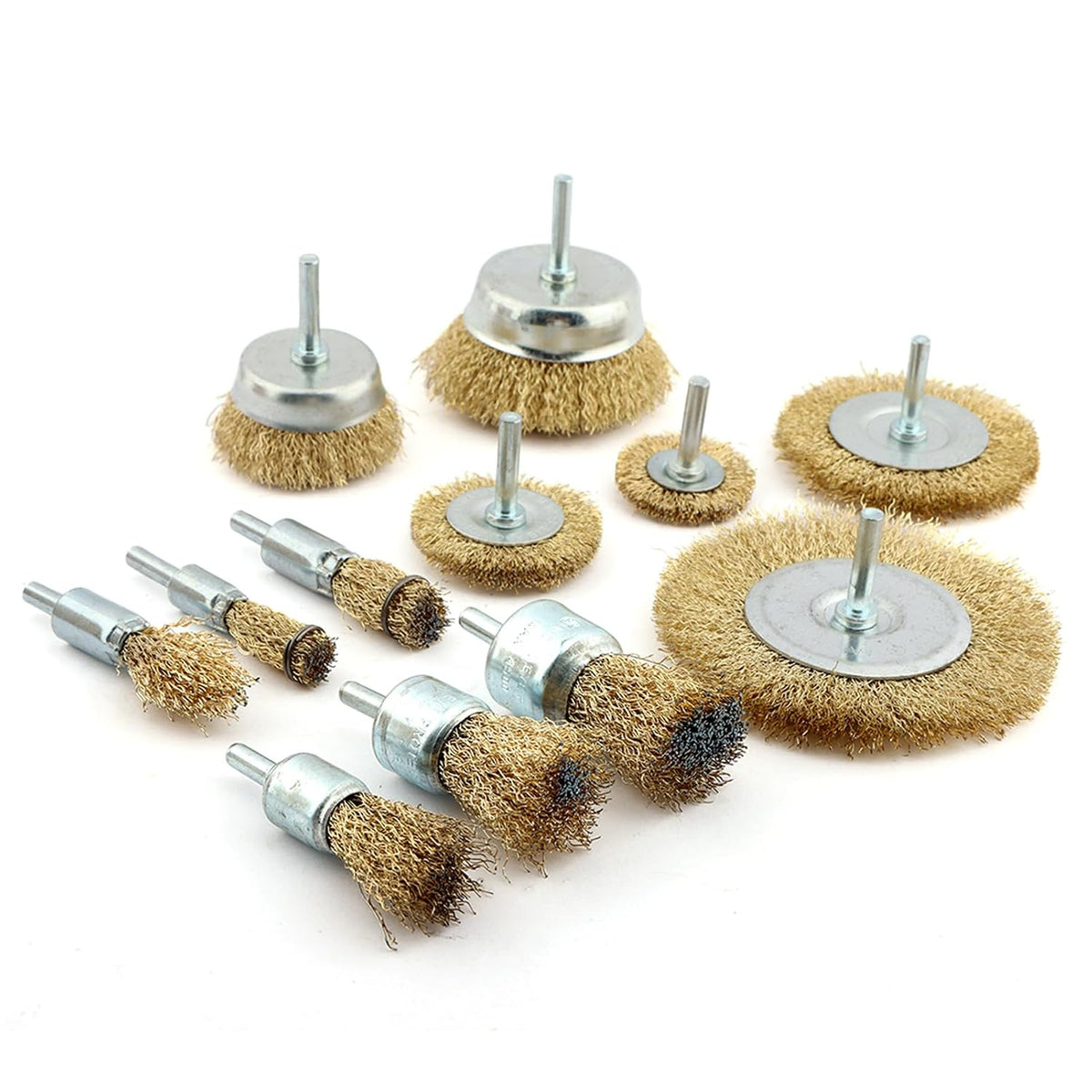 12Pcs Metal Carbon Steel Wire Wheel for Drill Set, Removing Paint and Rust