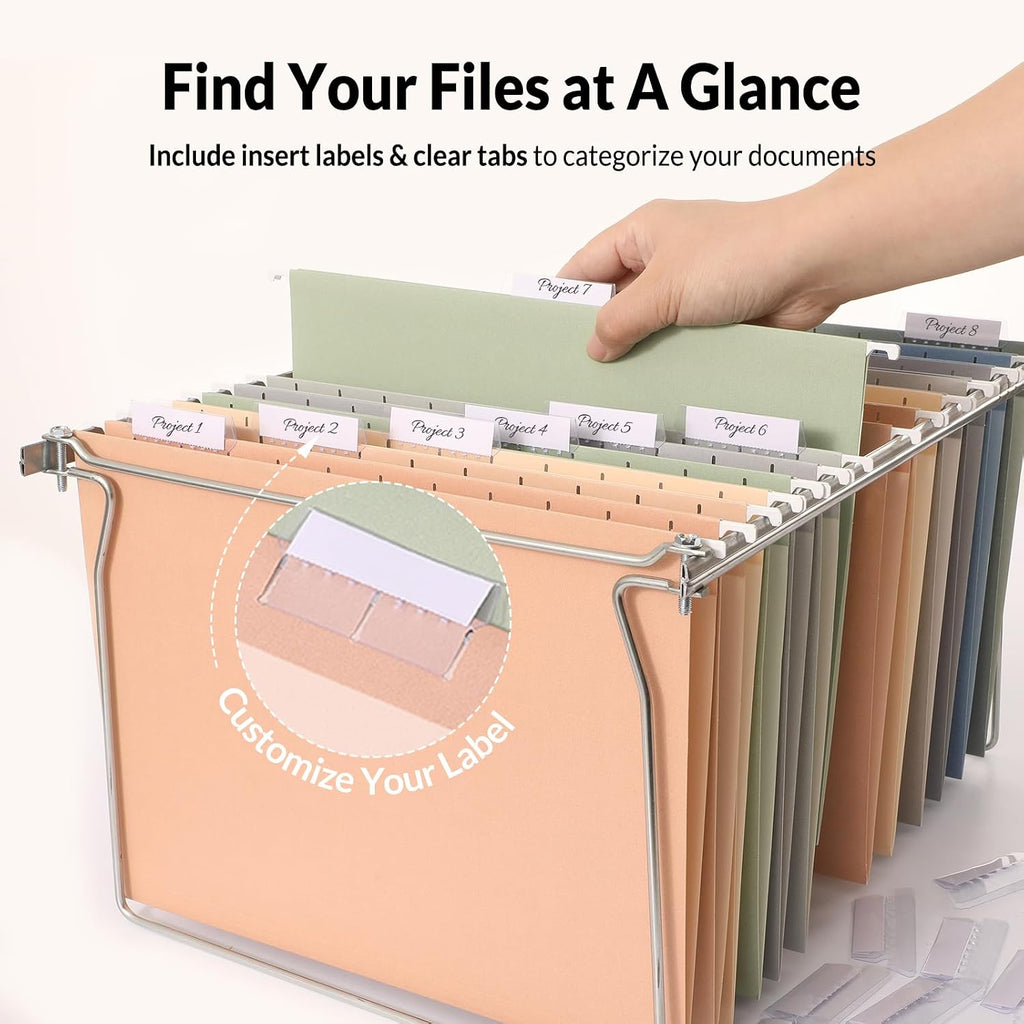 SUNEE 25 Count Hanging File Folders, Pastel Colors, Hanging File Folders Letter Size