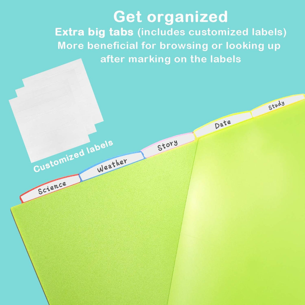 WOT I Durable 5-Tab Binder Dividers with Clear Pocket - 3 Sets