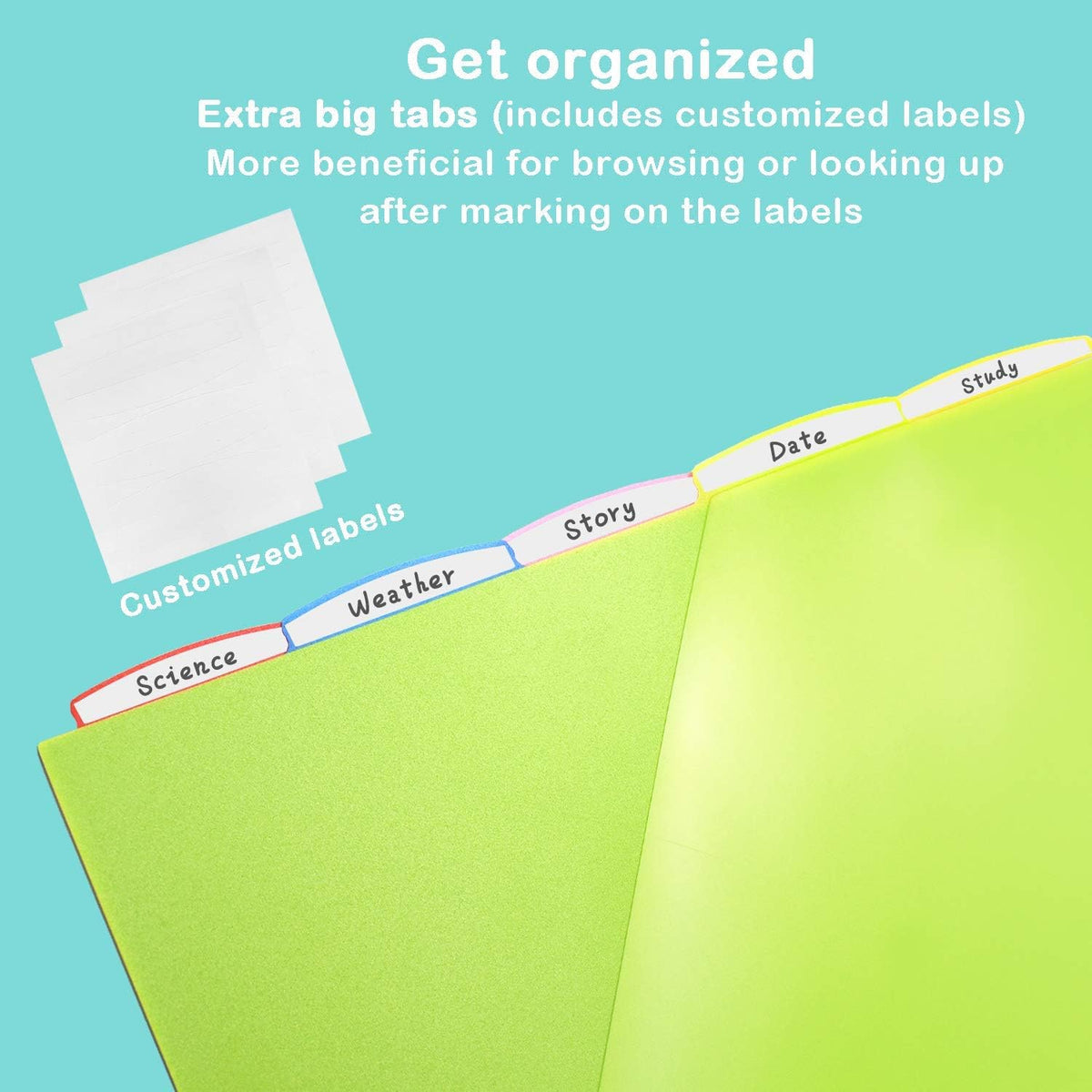 5 Tabs Plastic Dividers with Clear Front Pocket - 3 Sets