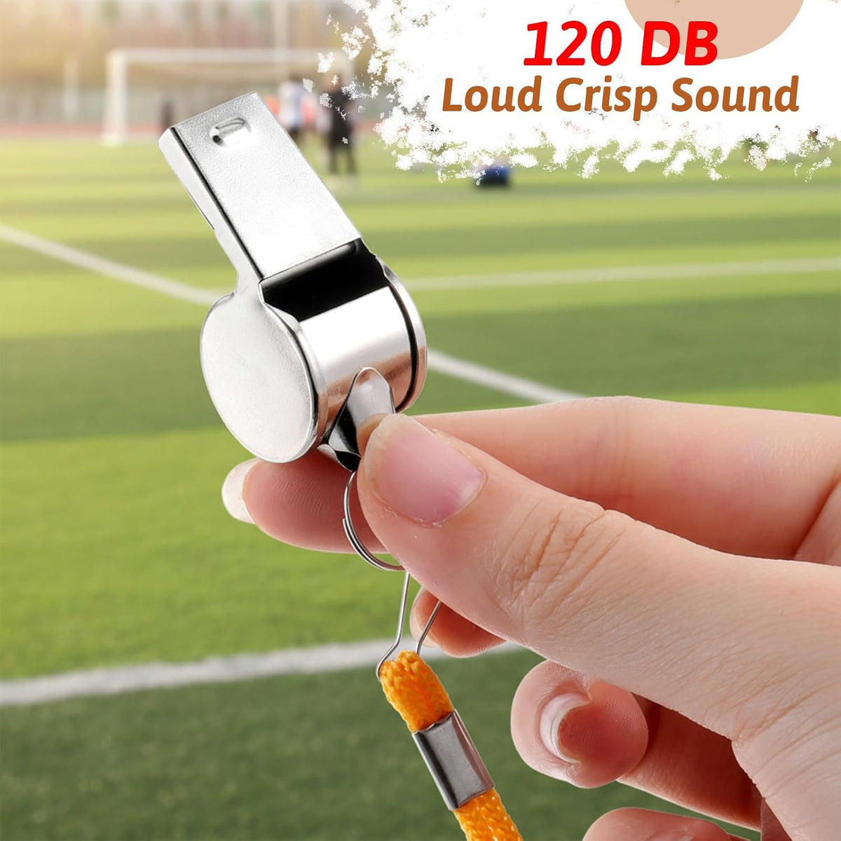 100 Pcs Stainless Steel Whistle with Lanyard, Whistles Bulk