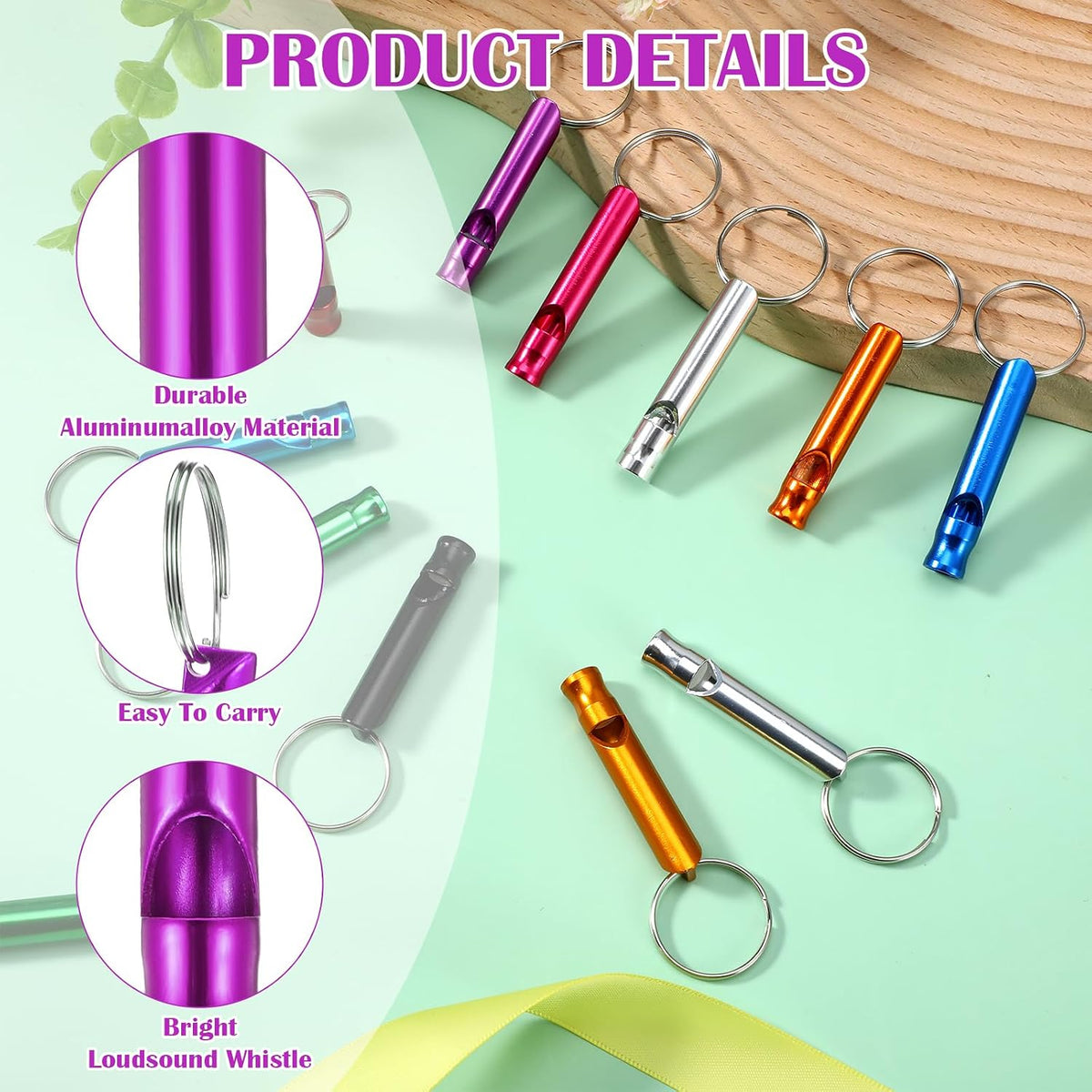 120 Pieces Aluminum Emergency Whistle, Kids Safety Whistle With Keychain