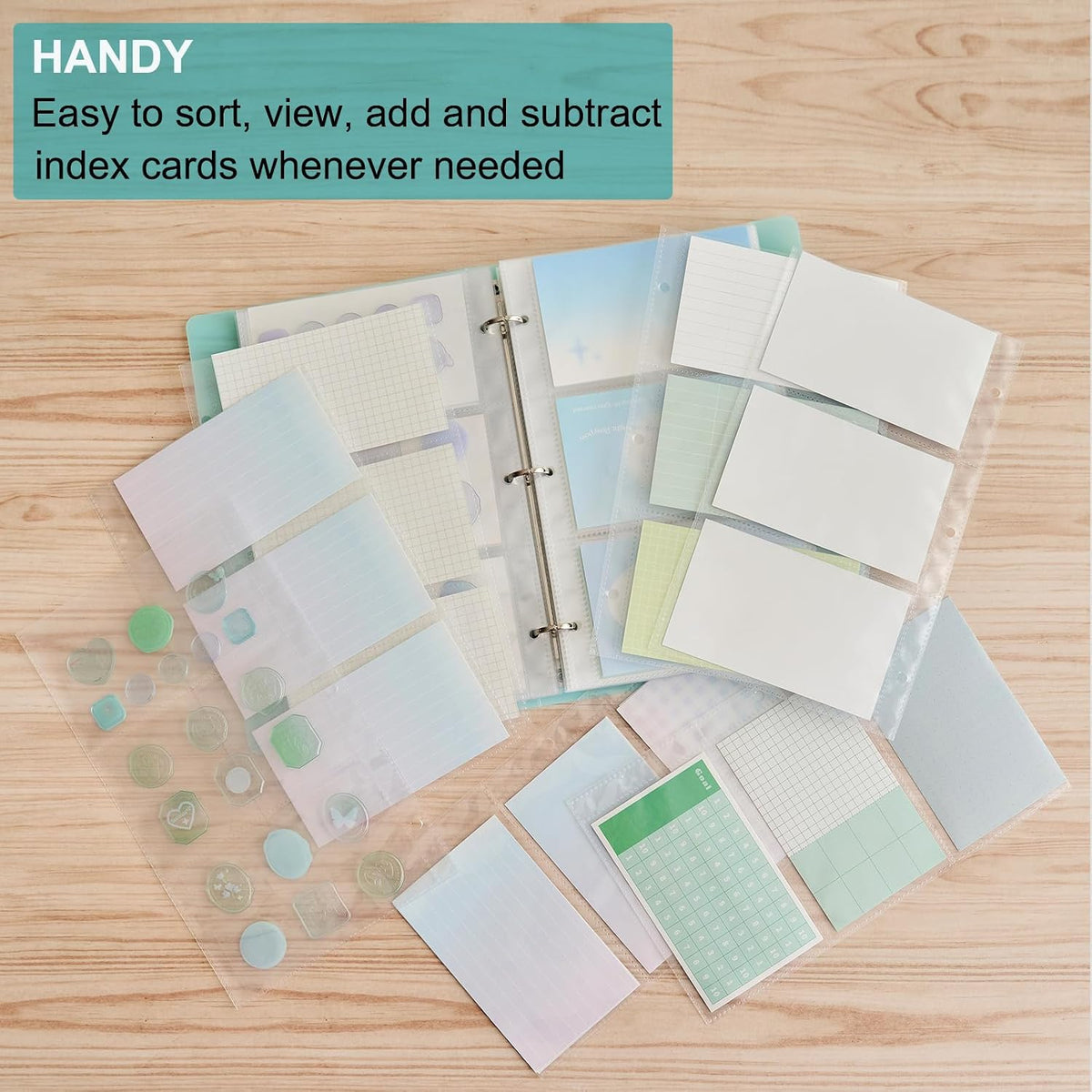 3×5” index card Binder organizer with 3-Pocket Double-Sided Sleeves