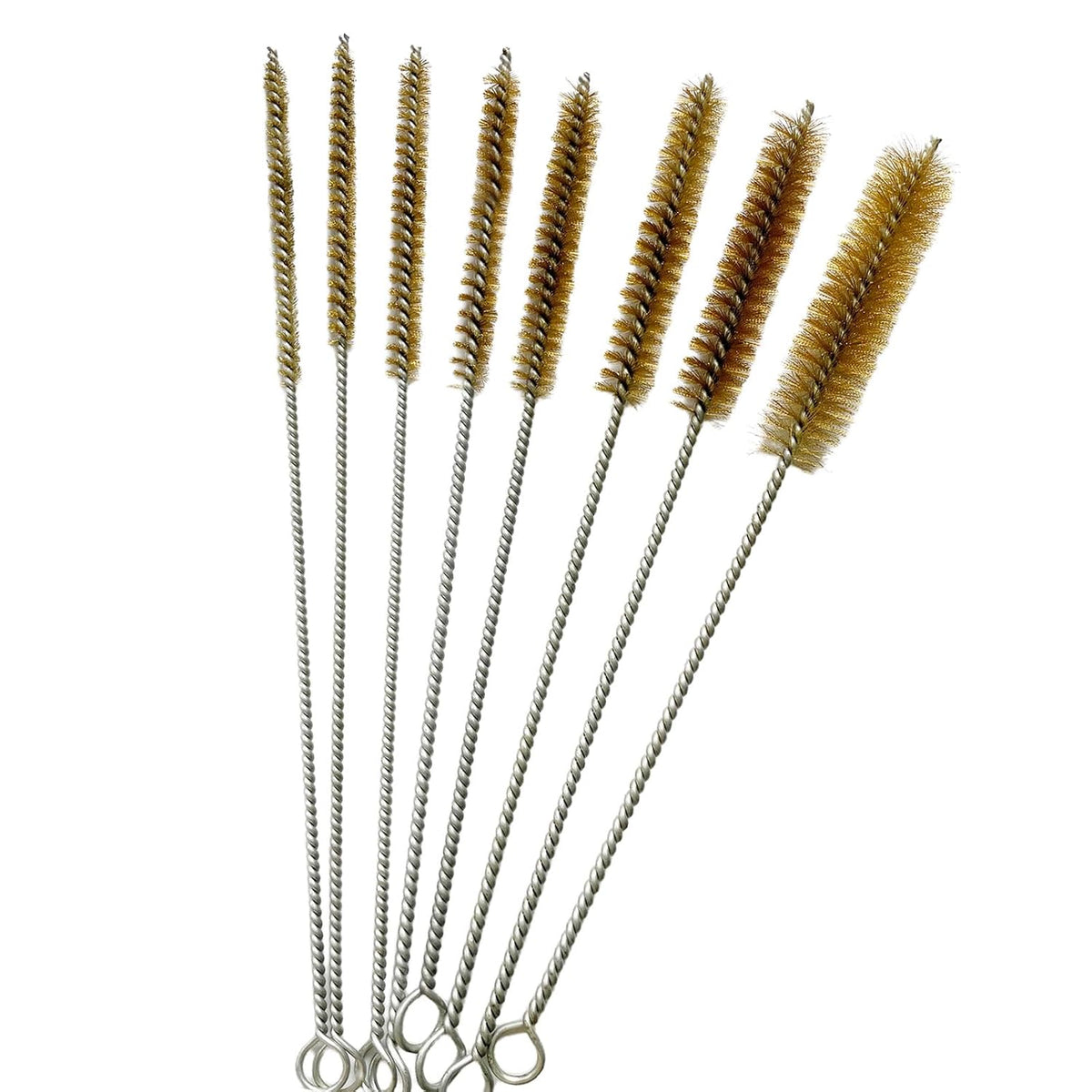8Pcs Brass Wire Tube Cleaning Brush Set 12inch Long Handle Bristle Tube Brush Metal Pipe
