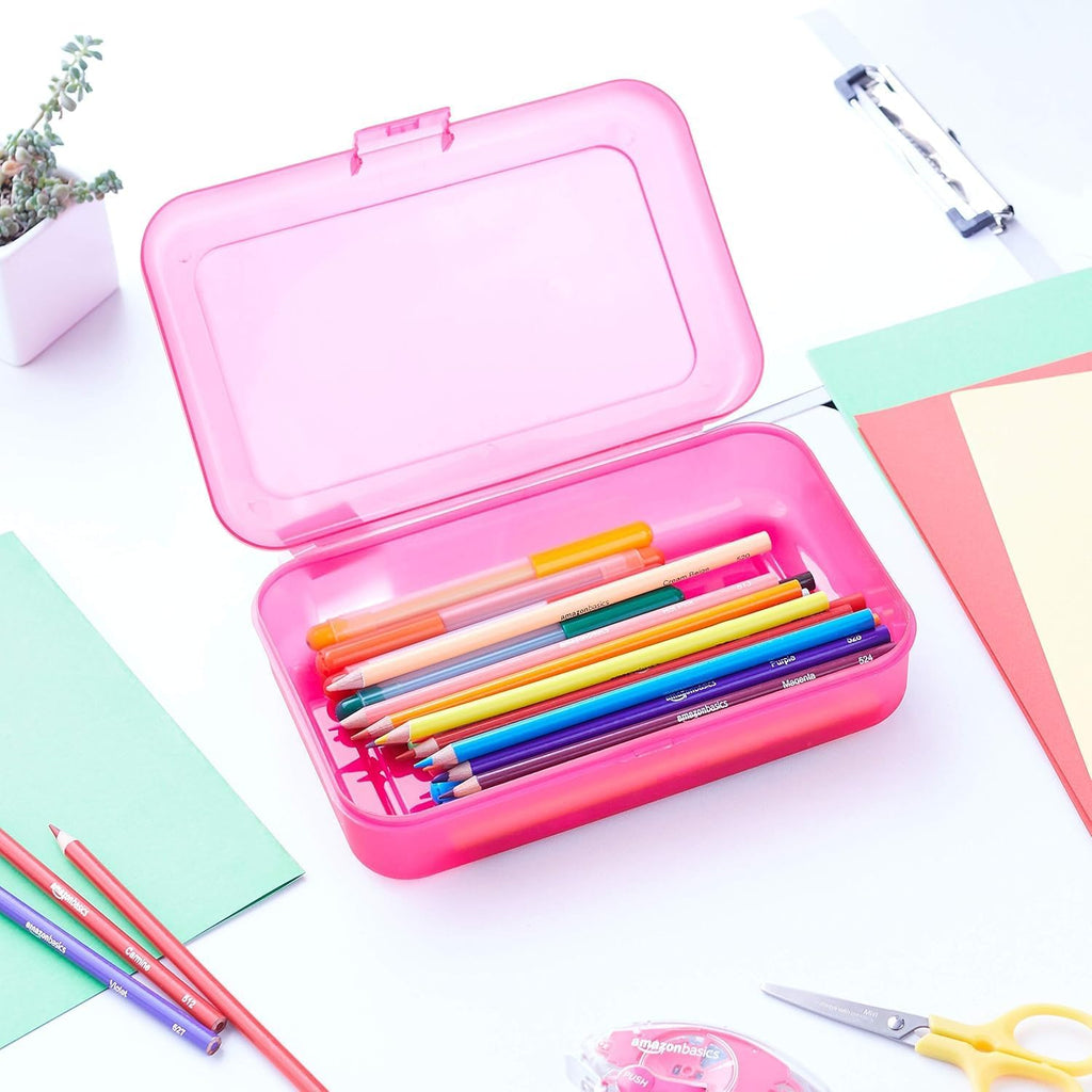 Amazon Basics 4-Pack Large Pencil Cases, Storage Organizer