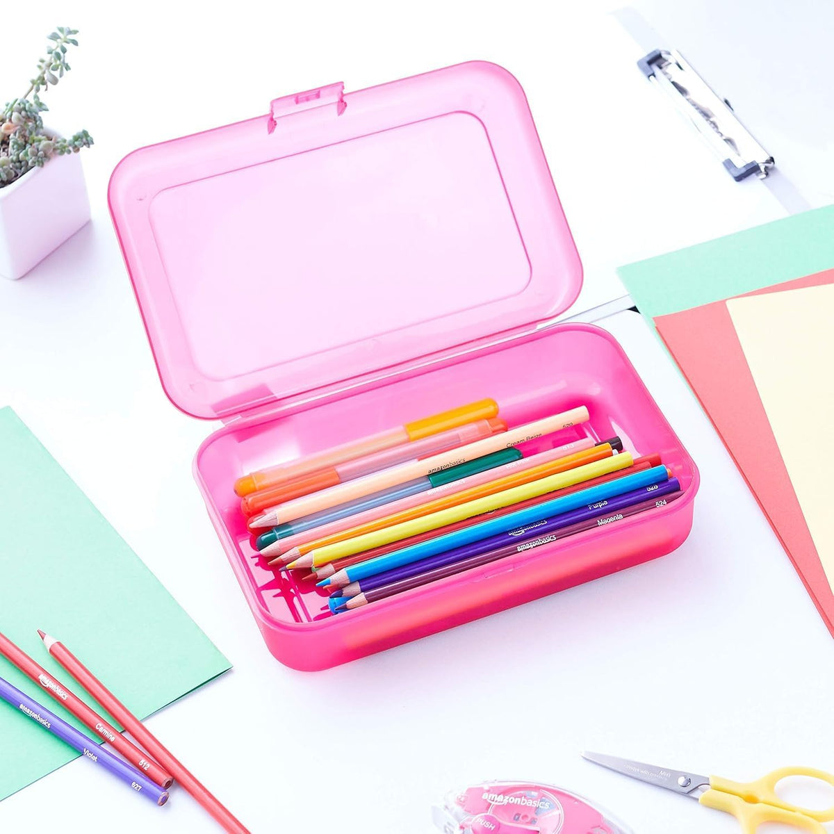 Amazon Basics 4-Pack Large Pencil Cases, Storage Organizer