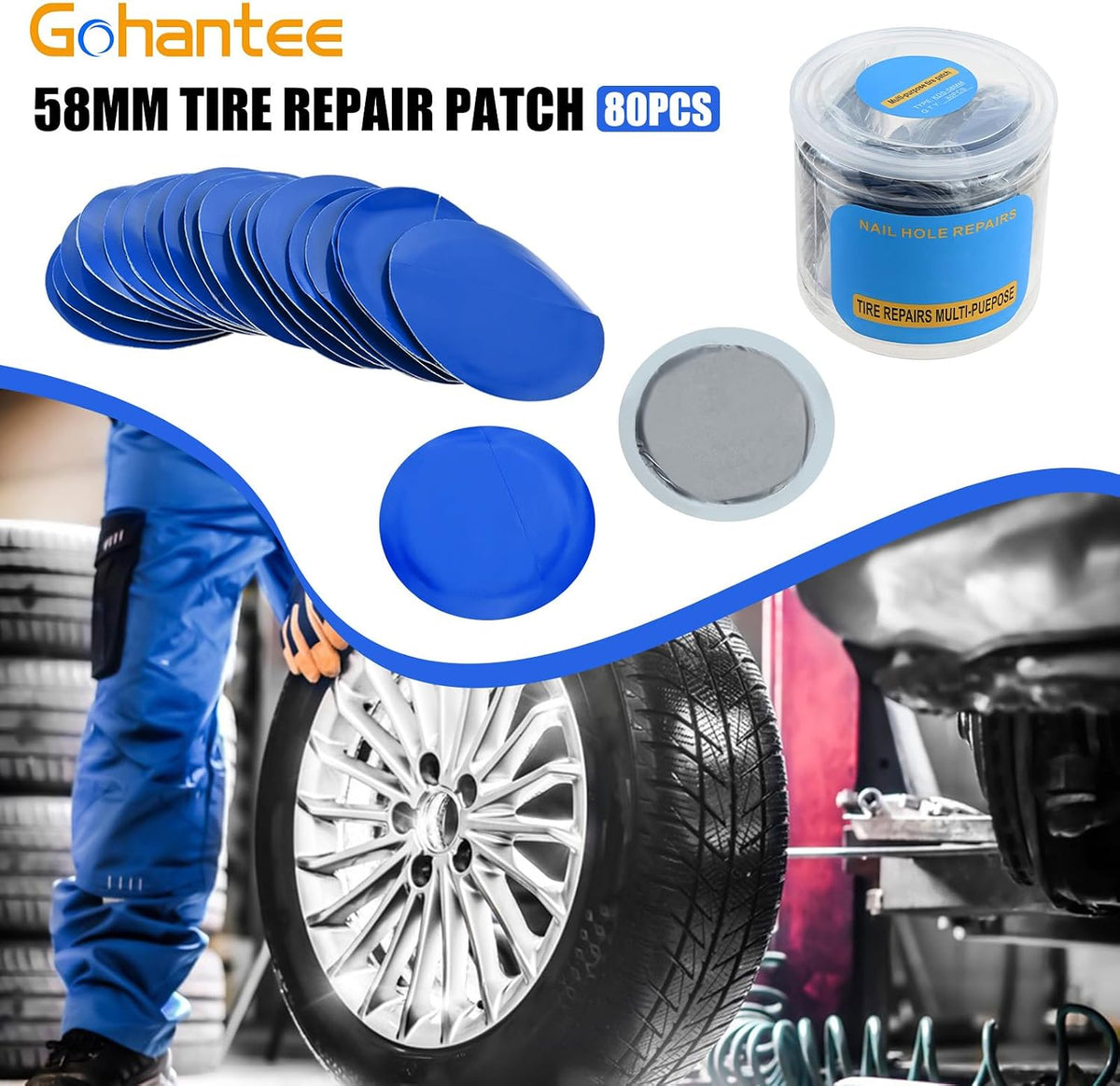 80Pcs 58mm Tire Repair Patch, Tube Patch Repair Kits
