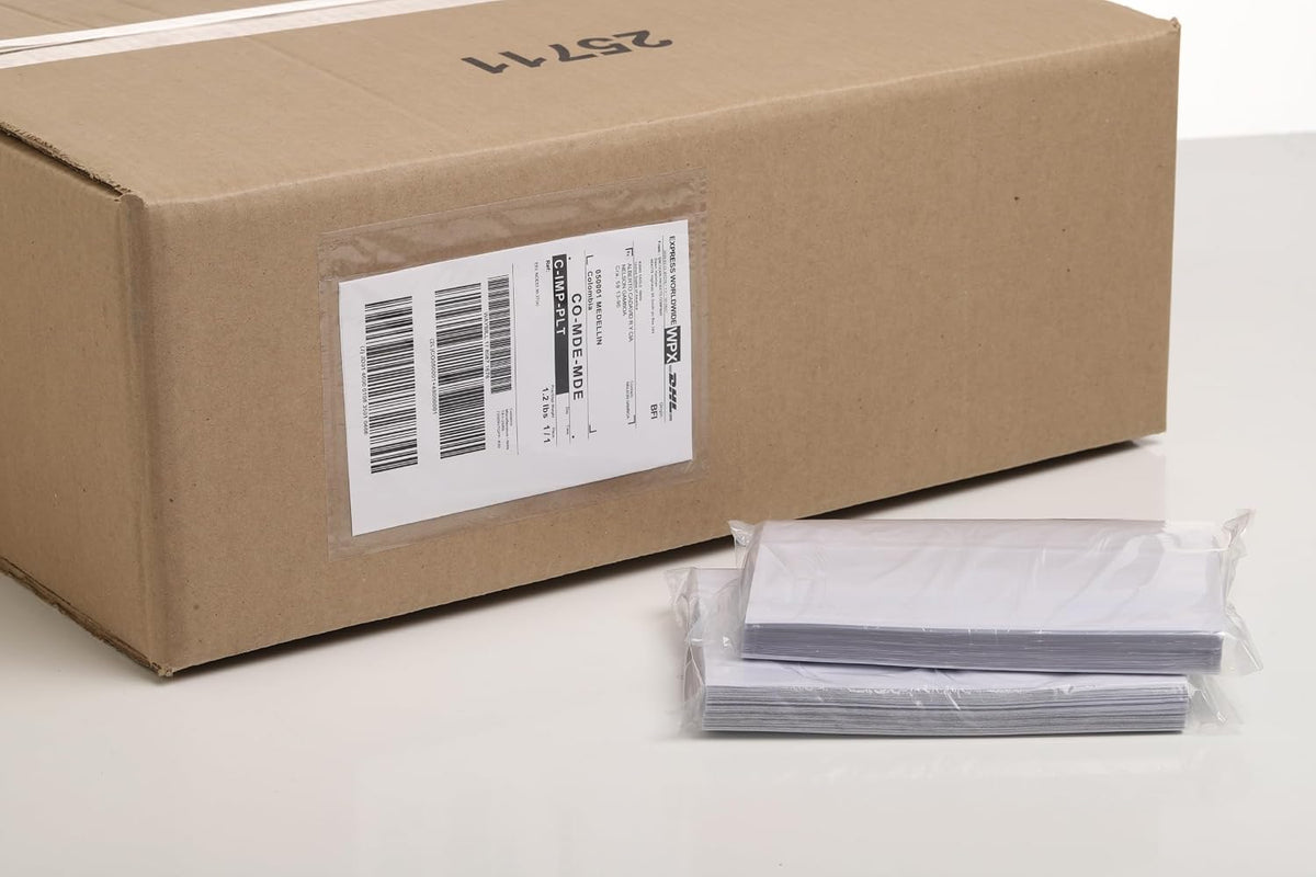 200 Units, 7.5"x5.5" Clear Packing List Shipping Label Envelopes - Heavy Duty Adhesive