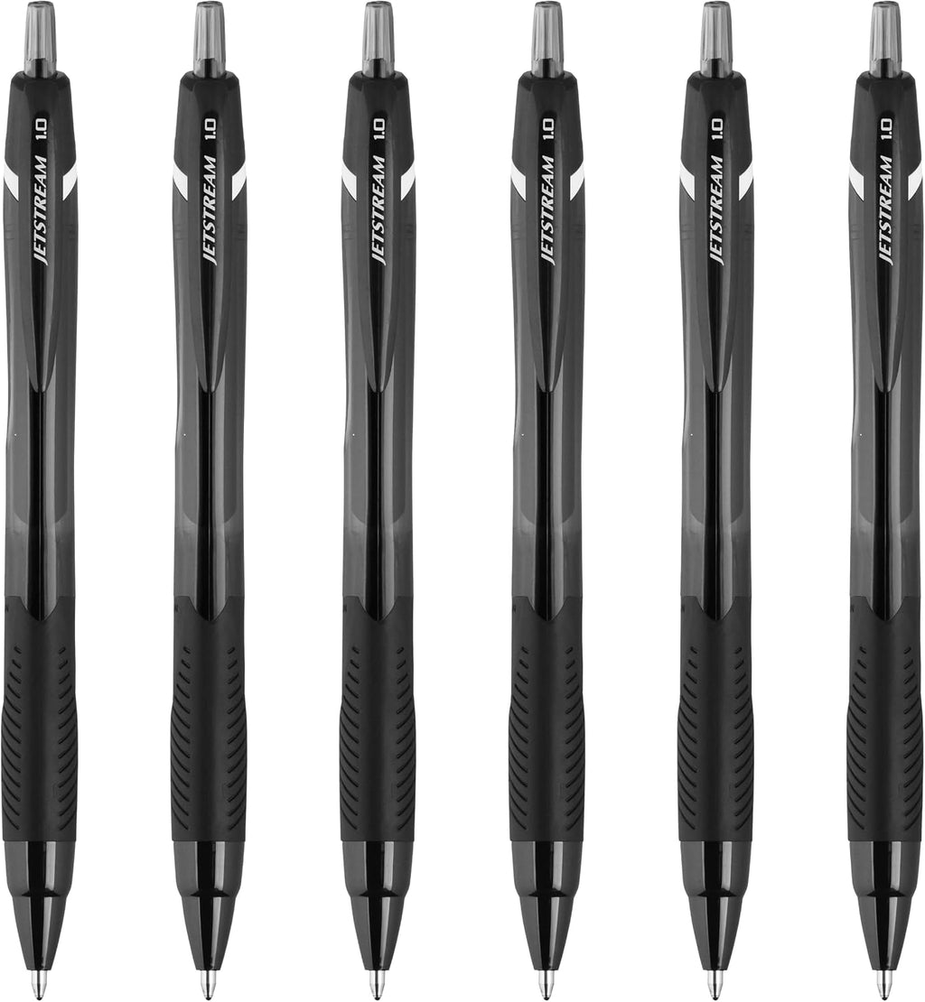 Uni-Ball Jetstream Elements Ballpoint Pen, Medium Point (1.0mm), Black Ink, 6 Pens