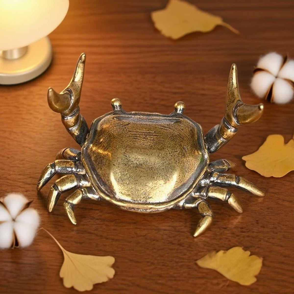 Crab Pen Holder,Brass Crabs Figurine,Funny Weightlifting Crabs Desk Pen Stand
