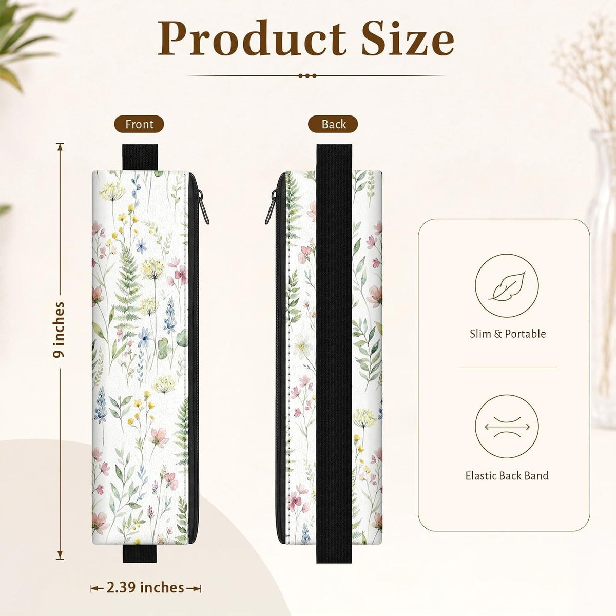 4 Pack Wildflower Floral Elastic Pen Holder for Notebooks