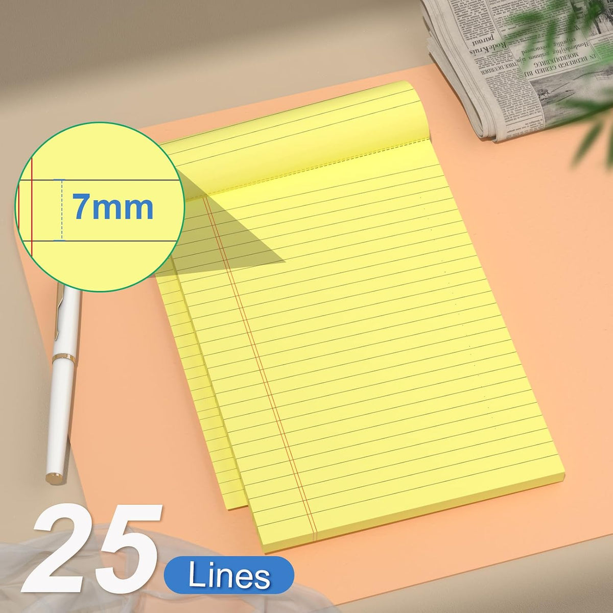 5" x 8" Yellow Legal Pads Writing Pads 12 Pack of Notepad 80gsm Paper Small College Ruled