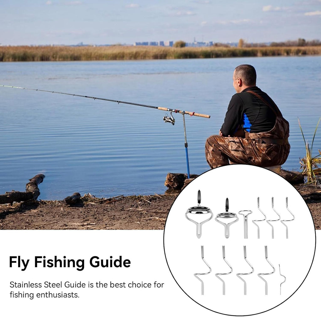 Fishing Rod Guides Repair Kit, 11PCS Stainless Steel Fly Fishing Rod Tips