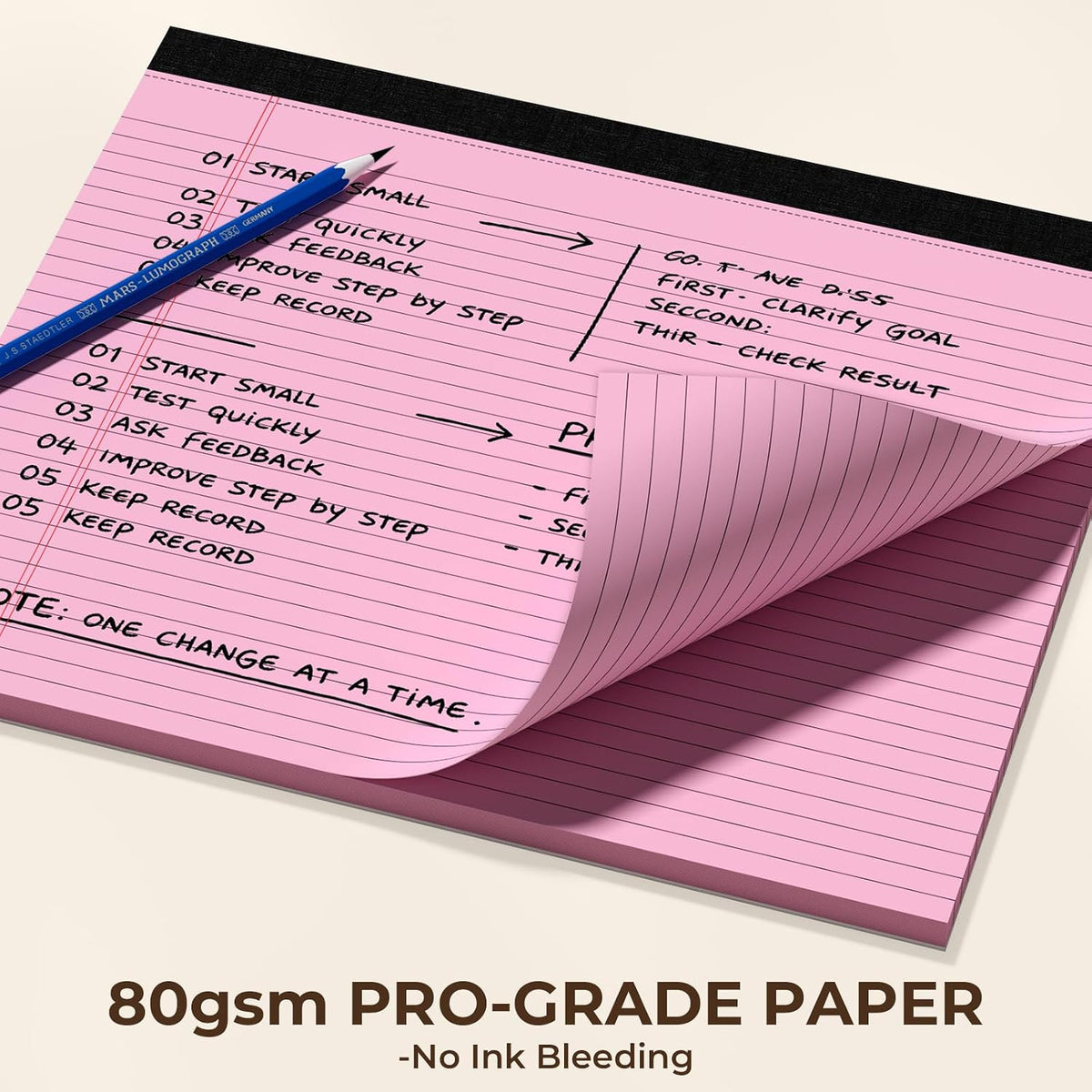 6 Pack Landscape Legal Pads 11x9.5, College Ruled Narrow Rule, Perforated