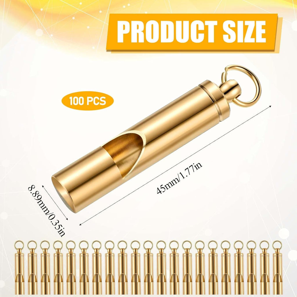 100 Pcs Brass Emergency Whistles for Training Outdoor Sports