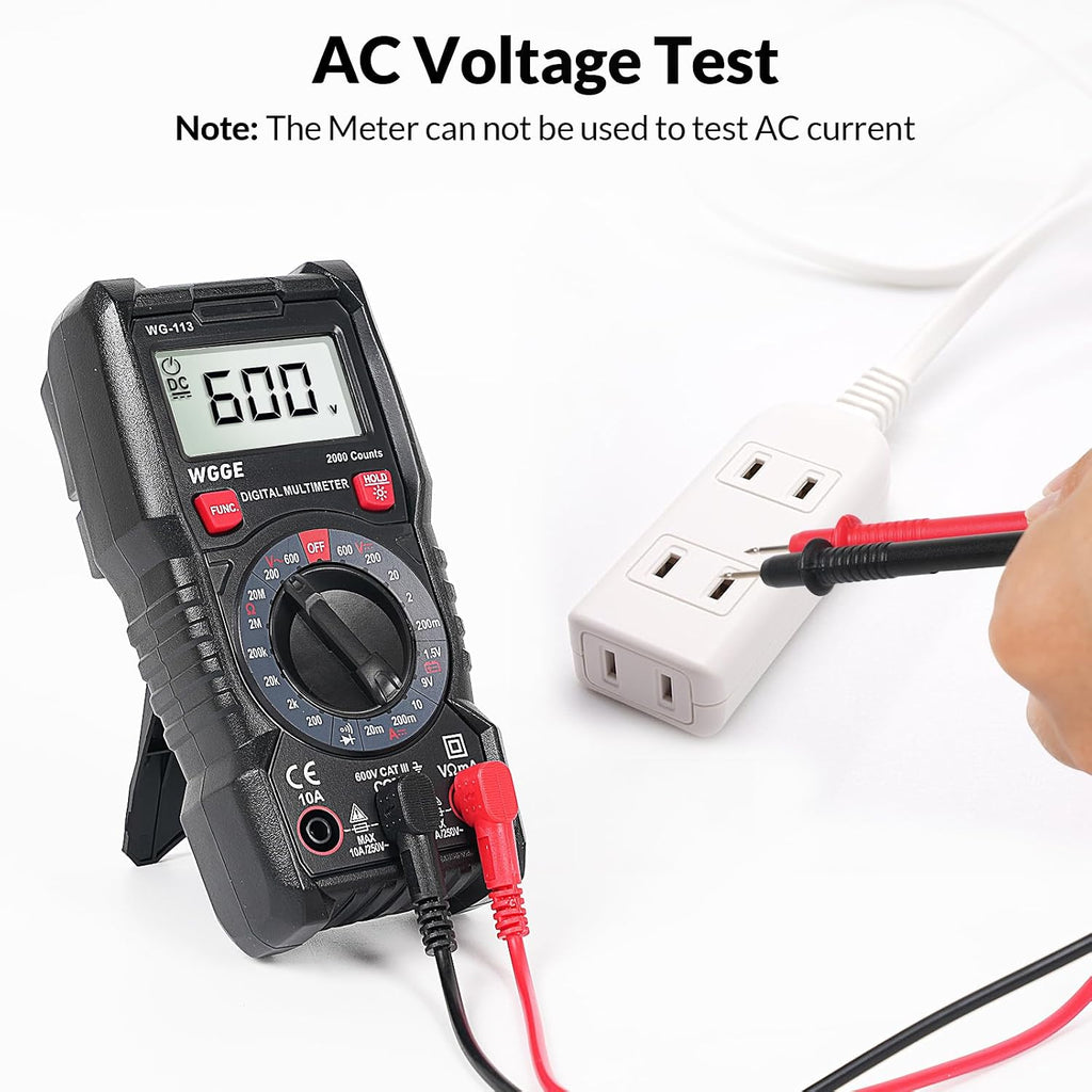 Digital Multimeter, 2000 Counts, CAT III 600V, AC/DC Voltage and DC Current