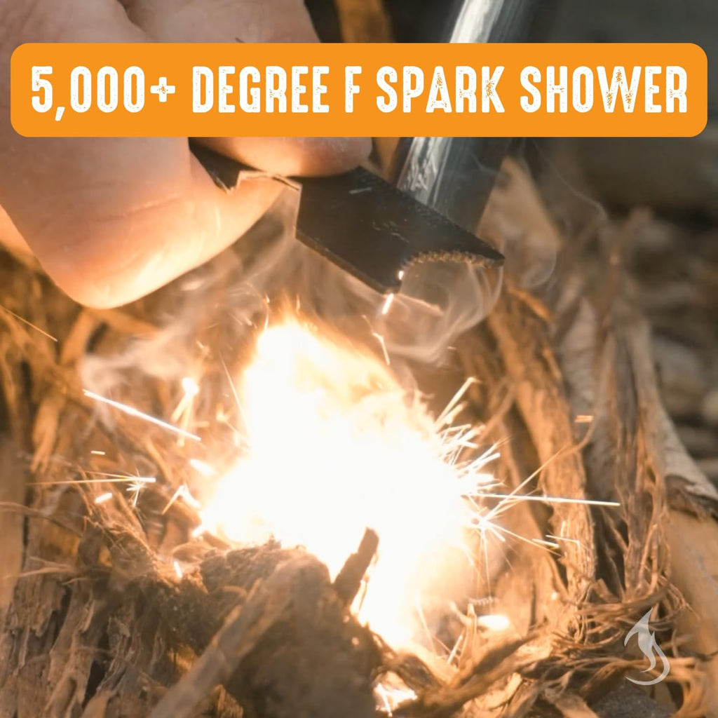 Ferro Rod Fire Starter Drilled Flint and Steel Survival Tool Kit with High Visibility