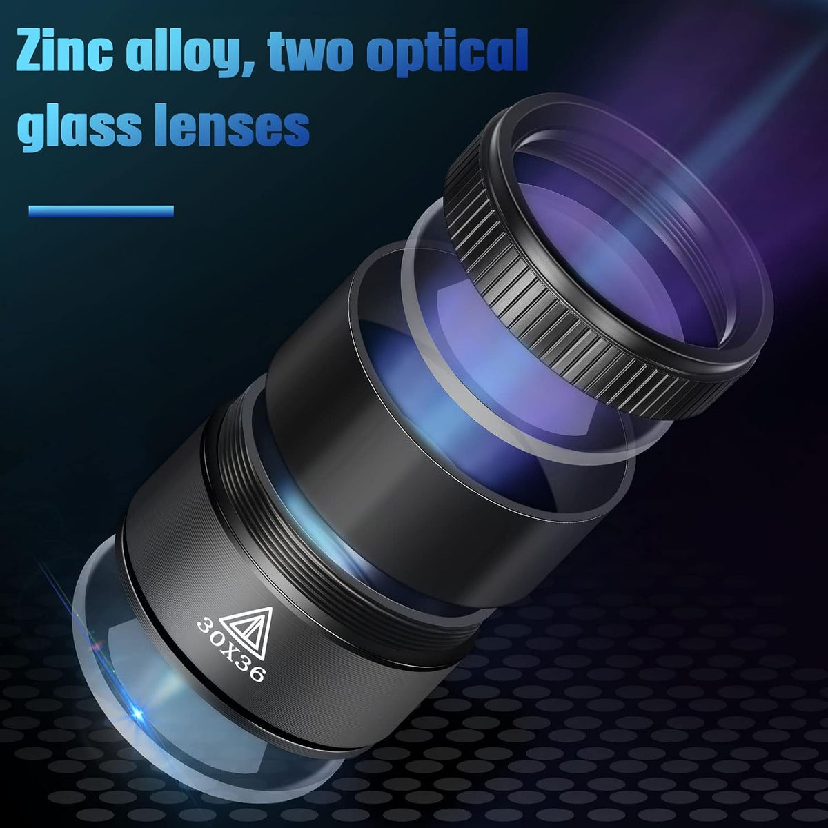 5 Pcs Jewelers Loupe Monocular Magnifier, 5X, 10x, 15x, 20x, 30×36mm Lens
