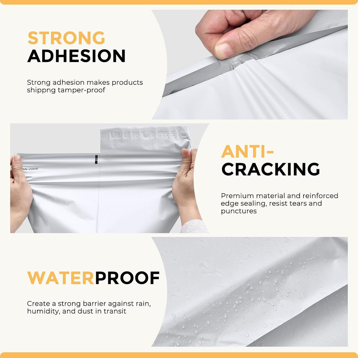 Metronic Poly Mailers 14.5x19 50Pcs White Large Shipping Bags for Clothes