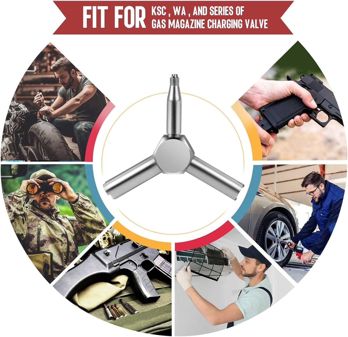 Airsoft Valve Key Tool 3 in 1, Stainless Steel GBB Magazine Valve Wrench