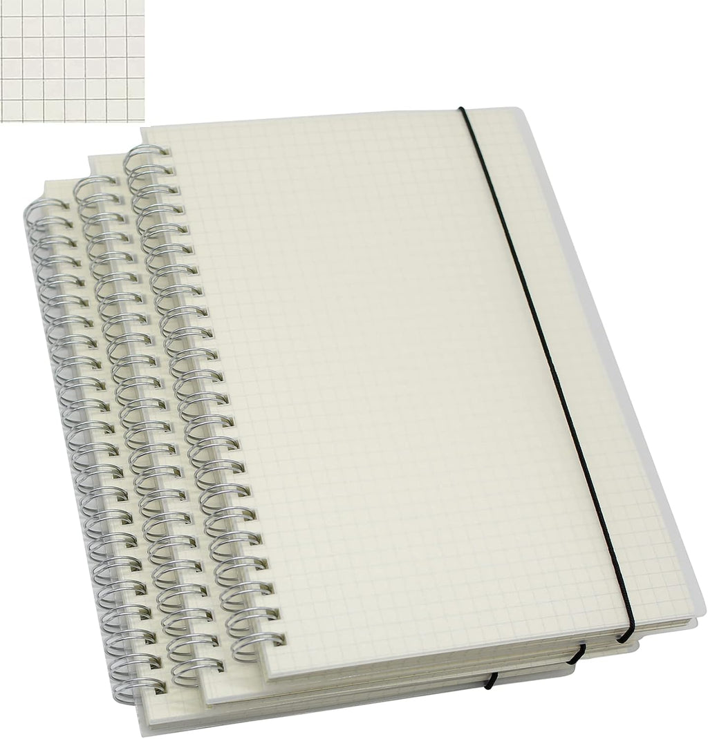 Yansanido Spiral Notebook, 3 Pcs A5 Thick Plastic Translucent Frosting Hardcover Graph