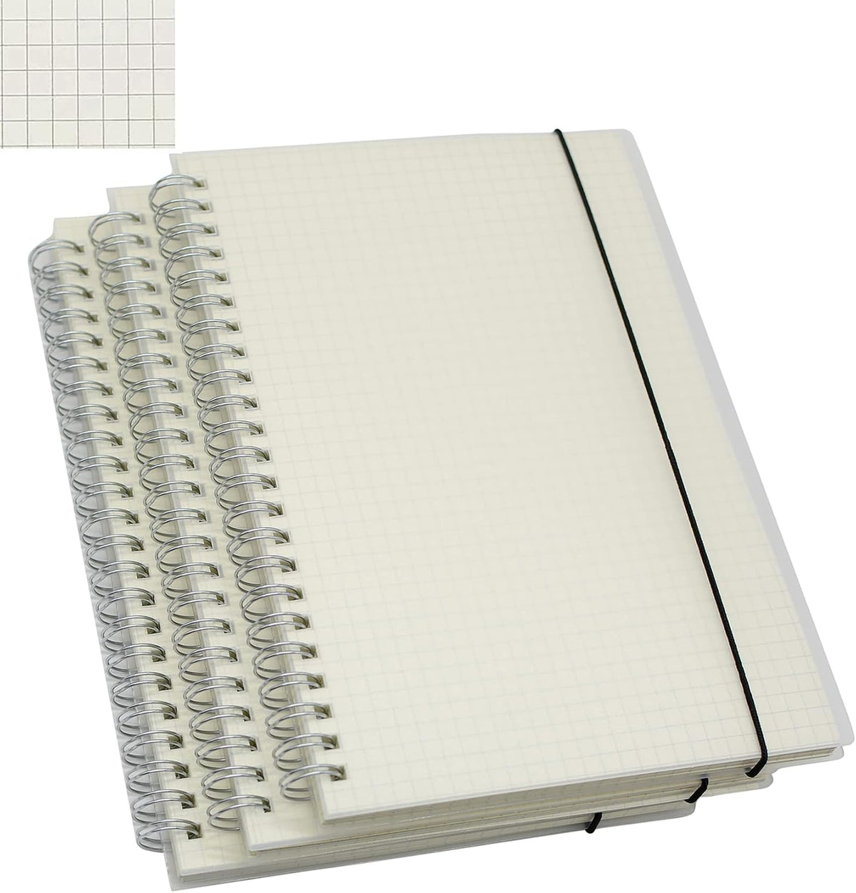 Yansanido Spiral Notebook, 3 Pcs A5 Thick Plastic Translucent Frosting Hardcover Graph