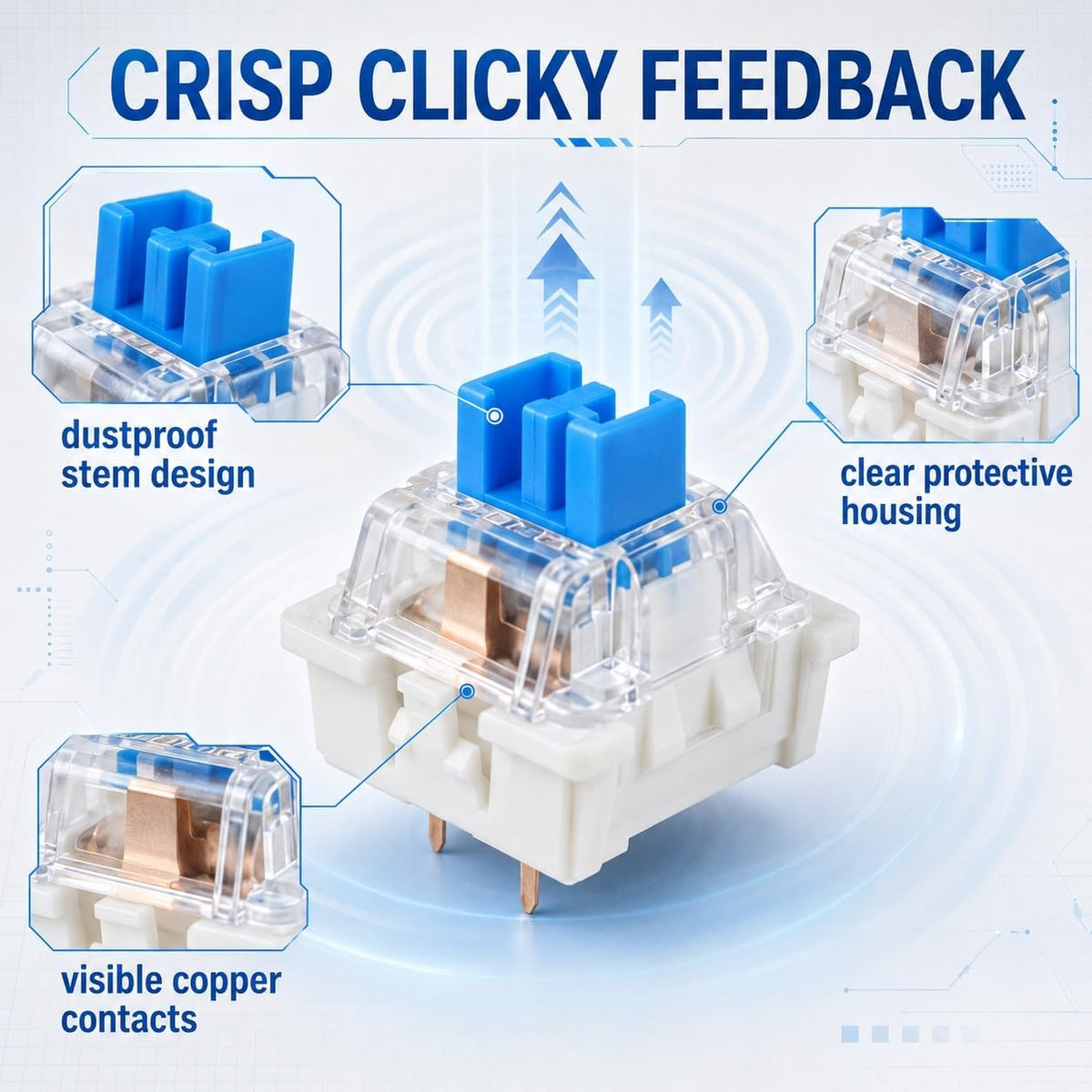 90 Pcs Clickers for 3D Prints,Includes Keycap Puller Cleaning Brush Cloth