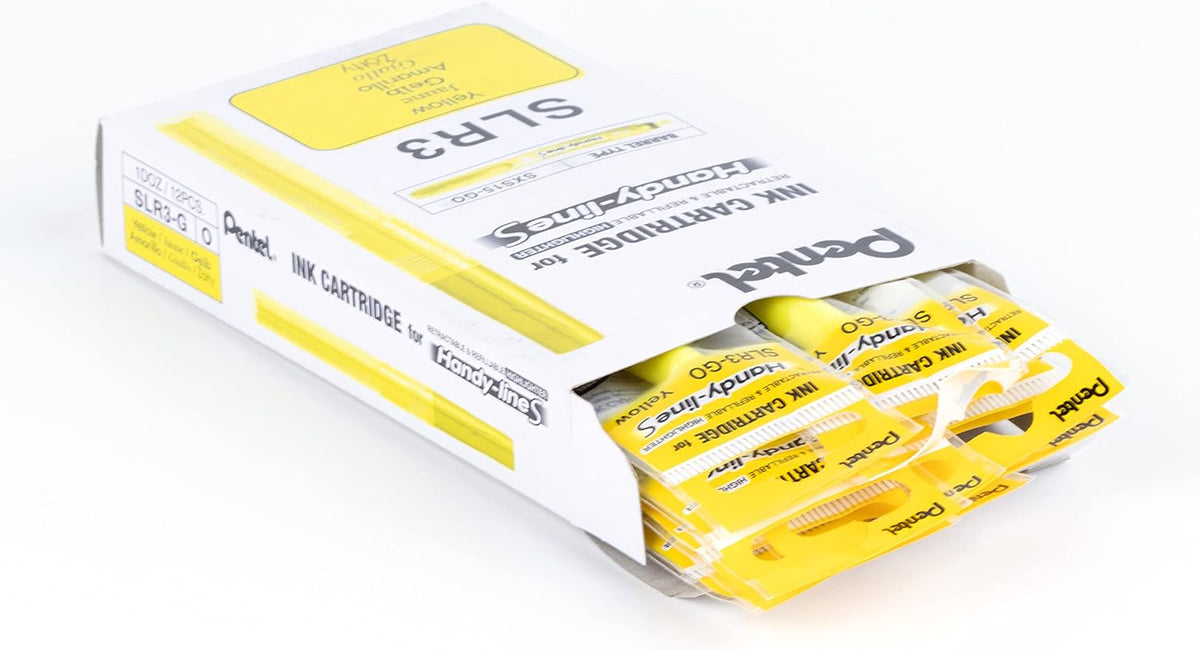 Pentel Refill For Handy-Line S Highlighter, Yellow Ink, Box of 12 (SLR3-G)