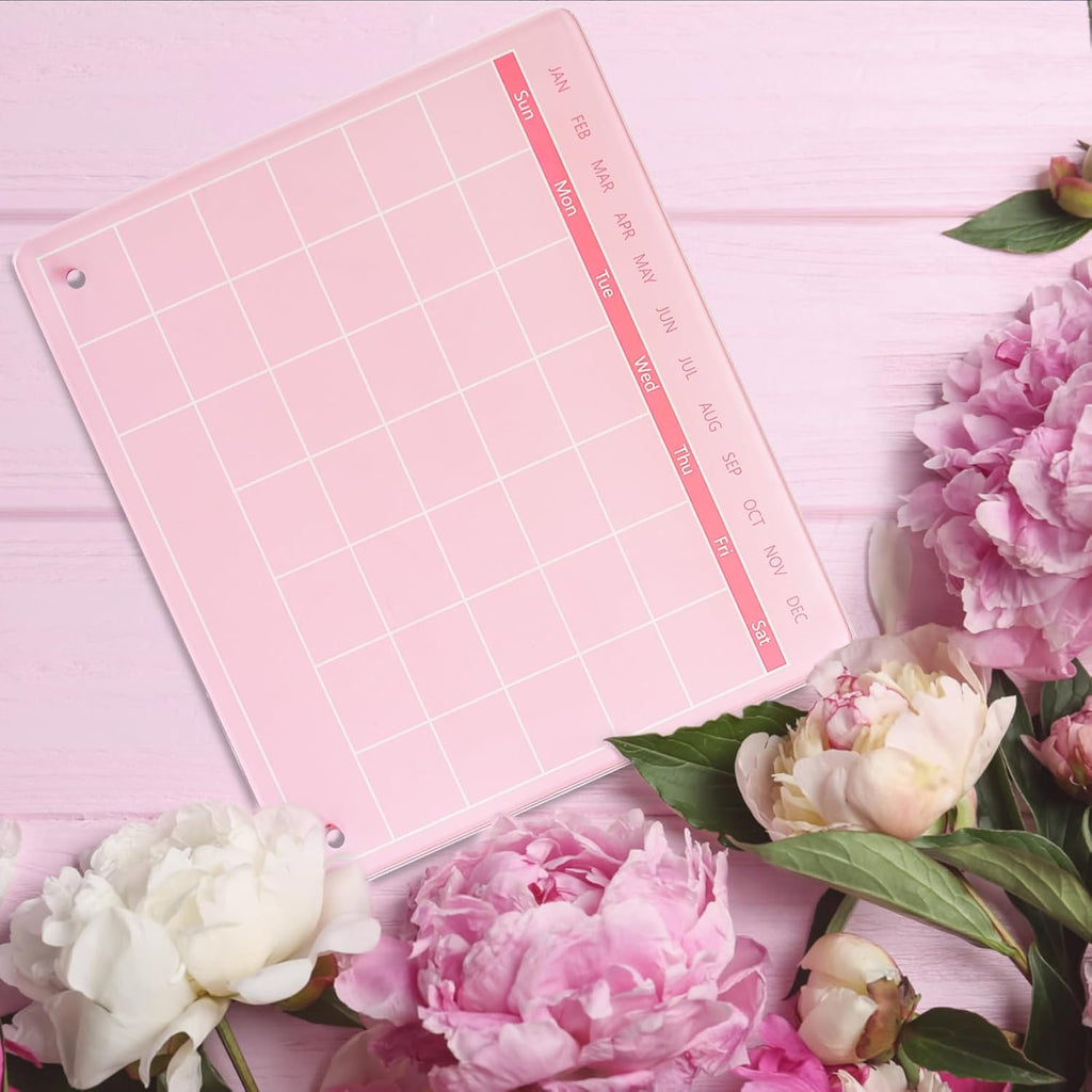 Calendar Dry Erase Board,12"X10",Acrylic Desk Calendar with Stand
