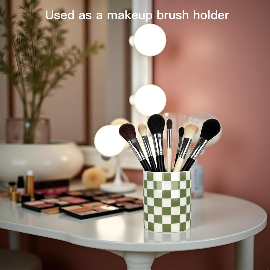 Ceramic Pen Holder for Desk, Sage Green