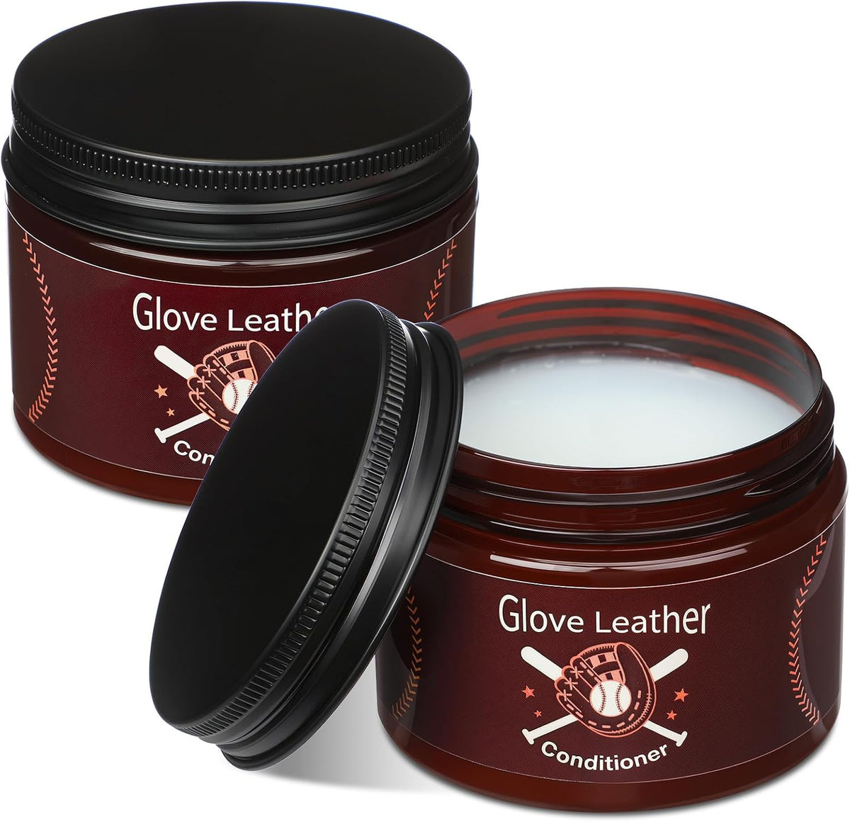 2 Pack Baseball Glove Leather Conditioner, 4.7 oz Mink Oil Cream