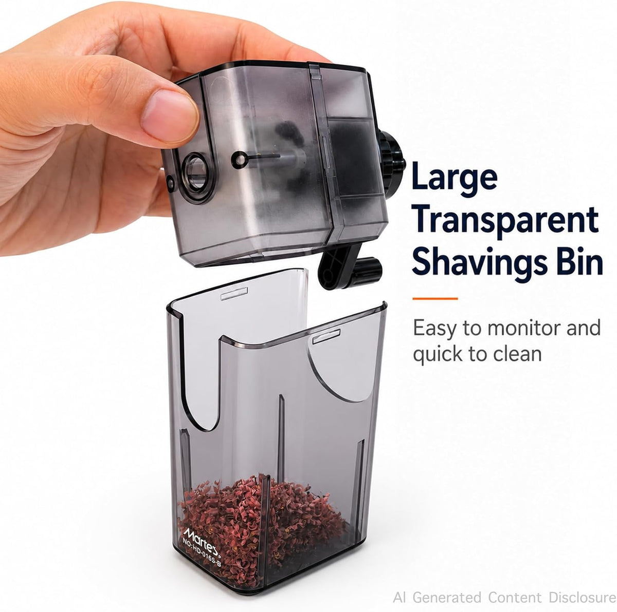 Marie’s Manual Pencil Sharpener, 5 Point Modes, Auto-Stop, Transparent Shavings Bin