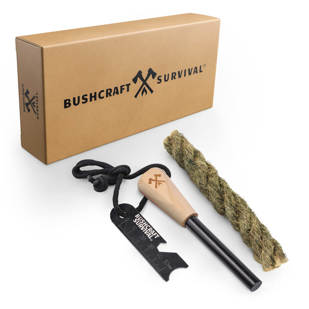Bushcraft Survival Ferro Rod Fire Starter Kit & Backpacking Multitool | Flint and Steel