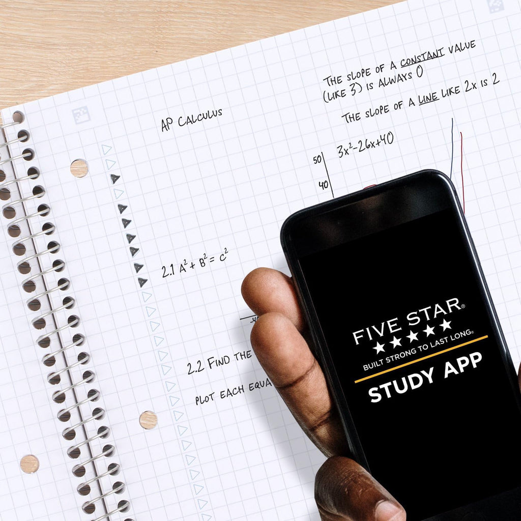 Five Star Spiral Notebook + Study App, 2 Pack, 1 Subject, College Ruled Paper, 100 Sheets