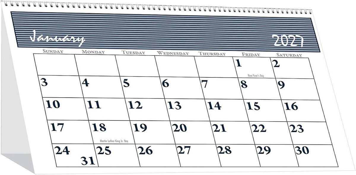2027 House of Doolittle Bar Harbor 8.5" x 4" Monthly Desk Calendar, Blue (3679-27)